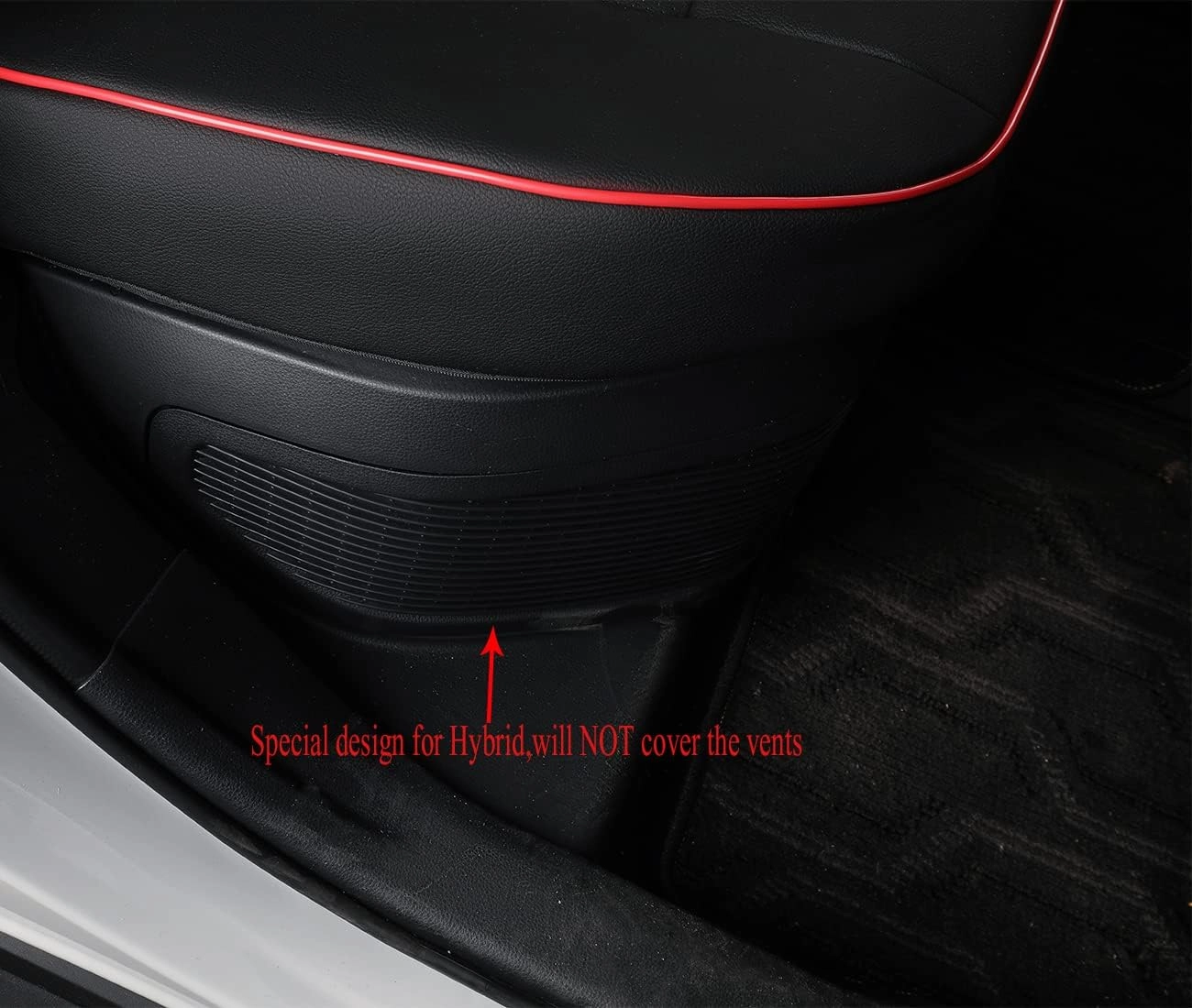 EKR Prius Seat Covers for Toyota Prius 2016-2022 L,LE,XLE,Limited,Two,Two Eco,Three,Three Touring,Four,Four Touring,Car Seat Cover Cushion Protectors Full Set,Leather (Black with Red Piping)