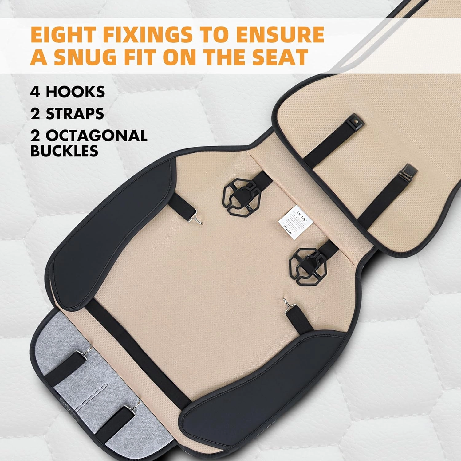 Elantrip 2PCs Front Car Seat Covers Leather Car Seat Protector Universal fit for Most Cars SUVs and Trucks Water Proof Seat Protector Black and Gold