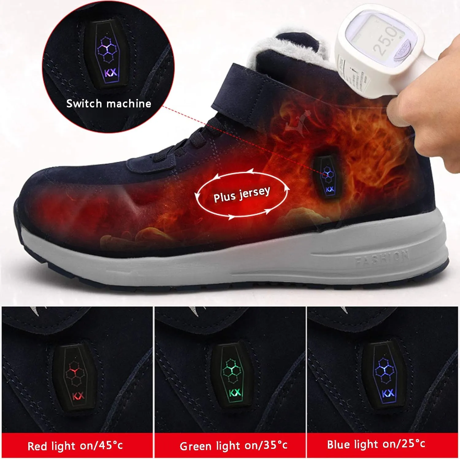 Electric Heated Shoes Comfortable Foot Warmer Shoes Charging Electric Heating Shoes with 3 Temperature Settings and Remote Control for Feet Cold Relief Winter,Black,Male 44