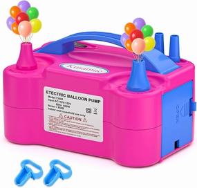 Electric Balloon Pump, Balloon Inflator Machine for Balloons at Home,Quick Inflation Dual Nozzle Balloon Blower Portable Air Balloon Pump Balloons Inflator for Kids Party Decoration (Rose Red)