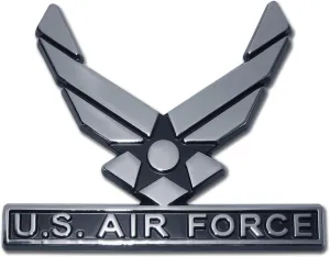 Elektroplate Officially Licensed U.S. Air Force Wings Chrome Auto All Metal Emblem for Cars, Trucks, and All Auto | Universal Fit at 3" x 3.4" | Weatherproof