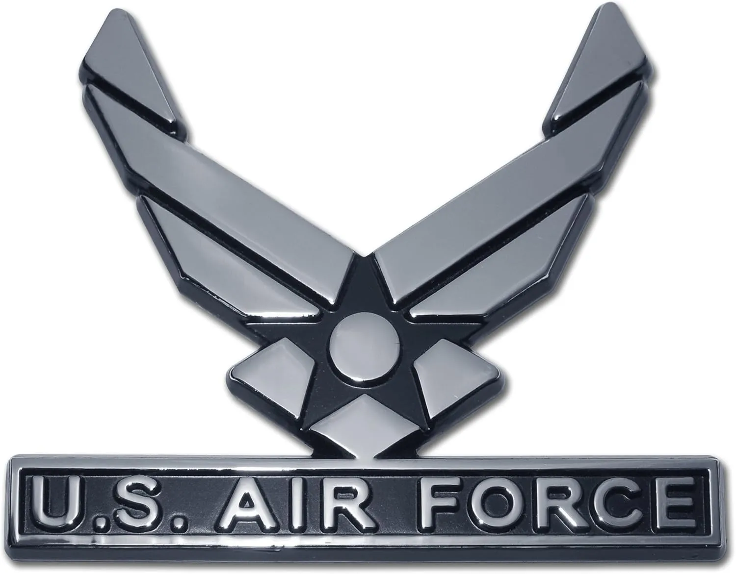 Elektroplate Officially Licensed U.S. Air Force Wings Chrome Auto All Metal Emblem for Cars, Trucks, and All Auto | Universal Fit at 3" x 3.4" | Weatherproof