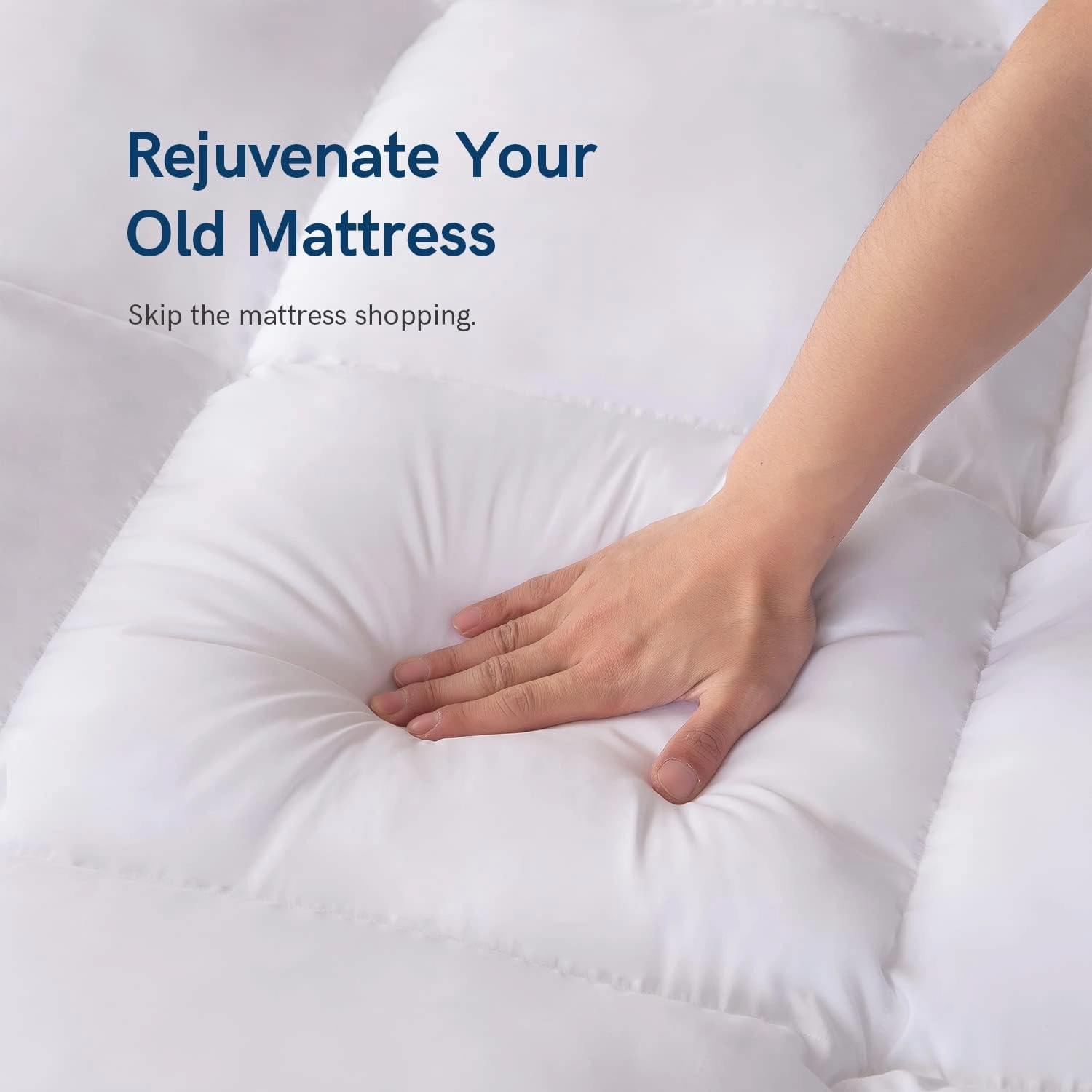 ELEMUSE King Mattress Topper for Back Pain, Extra Thick Mattress Pad Cover, Plush Soft Pillowtop with Elastic Deep Pocket, Overfilled Down Alternative Filling