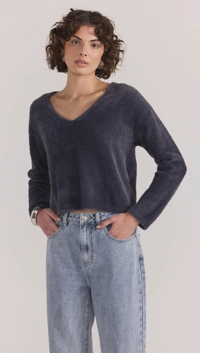 Ember Fluffy Knit Jumper Slate