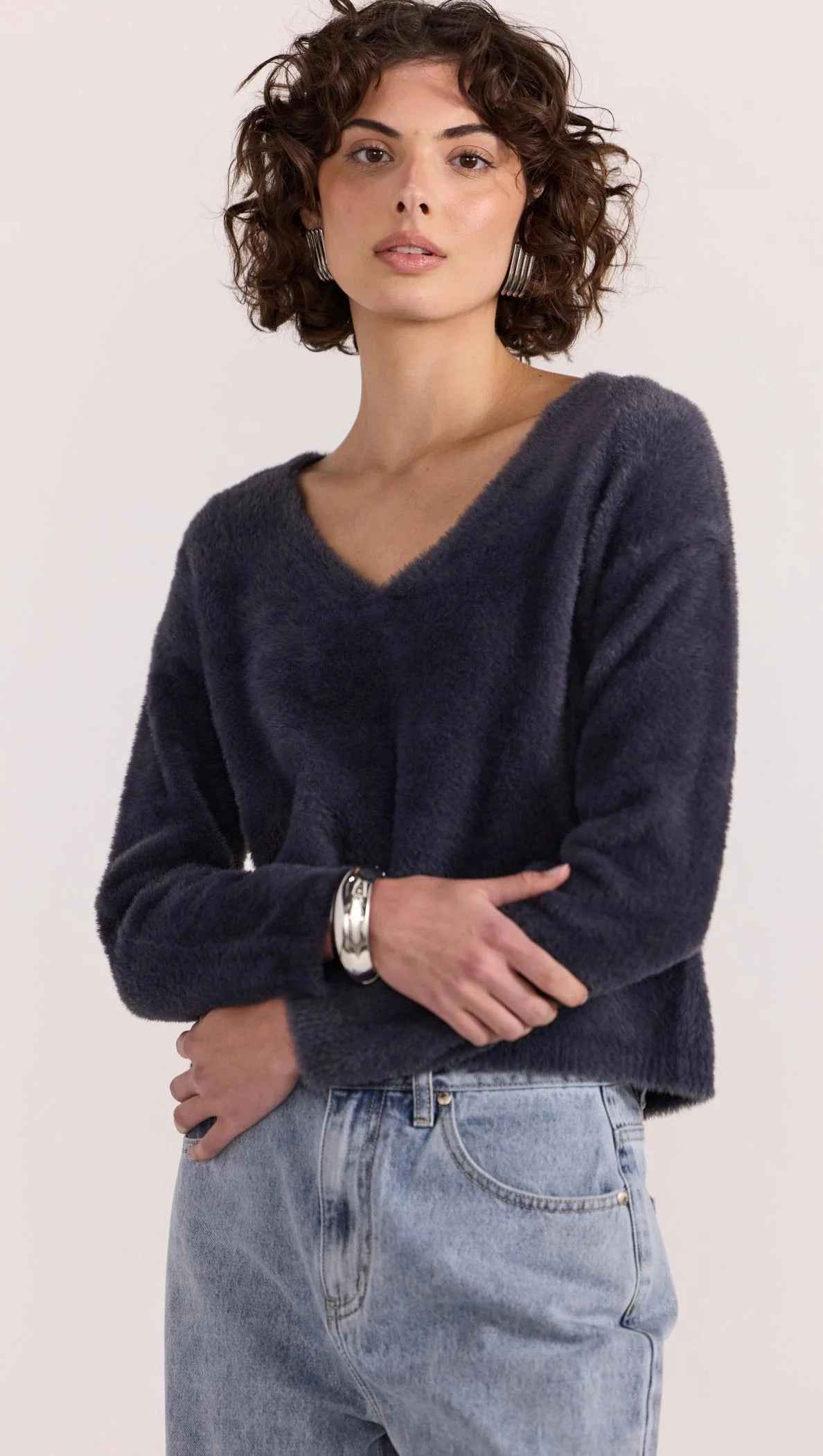 Ember Fluffy Knit Jumper Slate
