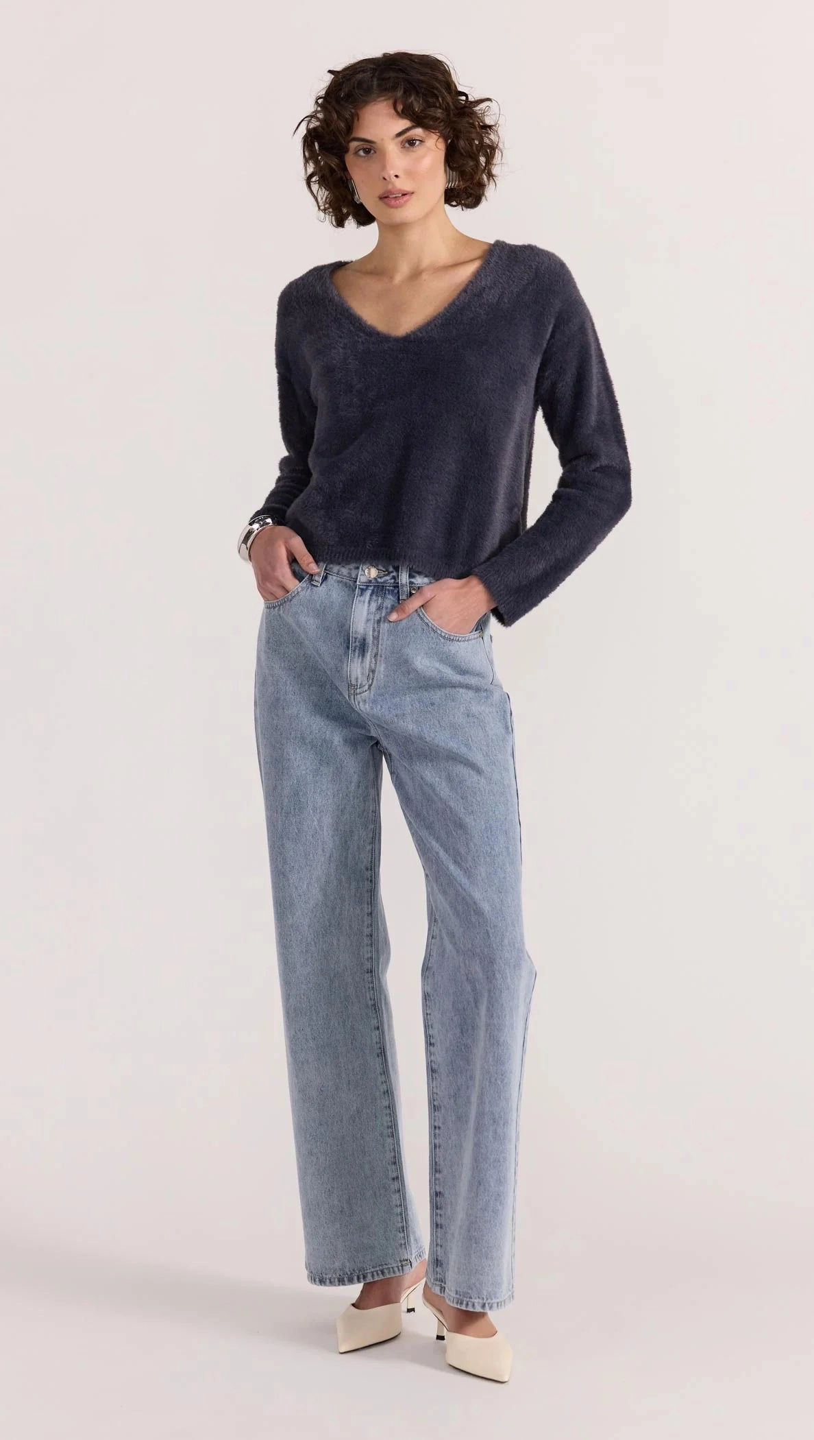 Ember Fluffy Knit Jumper Slate