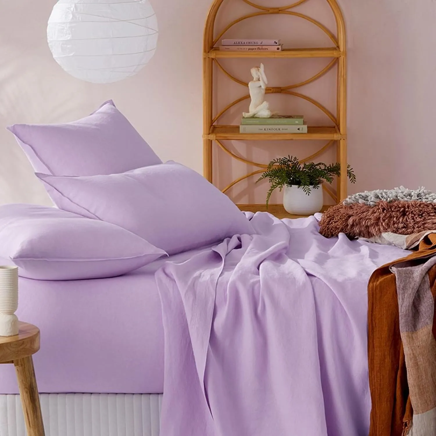 Emperor Comforter Set - 1000 Thread Count 8 Piece Bed in a Bag (21 inch Deep Pocket Sheet Set, Bed Skirt and 500GSM Comforter) 100% Egyptian Cotton Bedding Set - Lilac