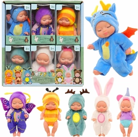 ENOCHT 6 Pcs 4 Inch Mini Small Baby Dolls Toys Set Realistic Baby Dolls Reborn Tiny Babies with Animal Clothes Gifts for Girls Boys Birthday Christmas