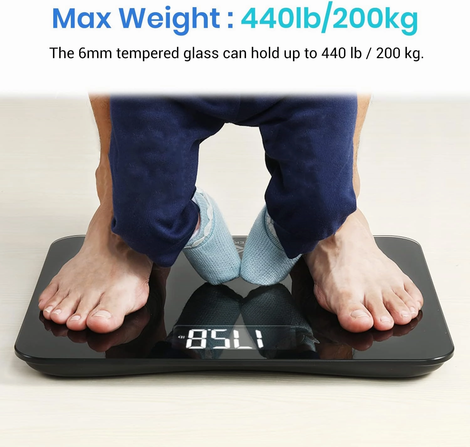 Etekcity Scale for Body Weight, Bathroom Digital Weighing Machine for People, Extra Wide Platform and High Capacity, Accurate and Safe, Large Number and Easy-to-Read on Backlit LCD Display, 440 lb