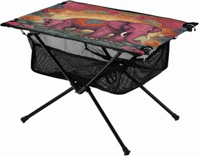 Ethnic Elephant Portable Folding Camping Table, Compact Lightweight Beach Table with Carrying Bag for Outdoor Picnics, BBQs, Camp