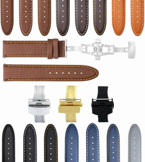 Ewatchparts 18-19-20-22-24mm Leather Watch Band Strap Smooth Compatible With Citizen Eco Drive Watch