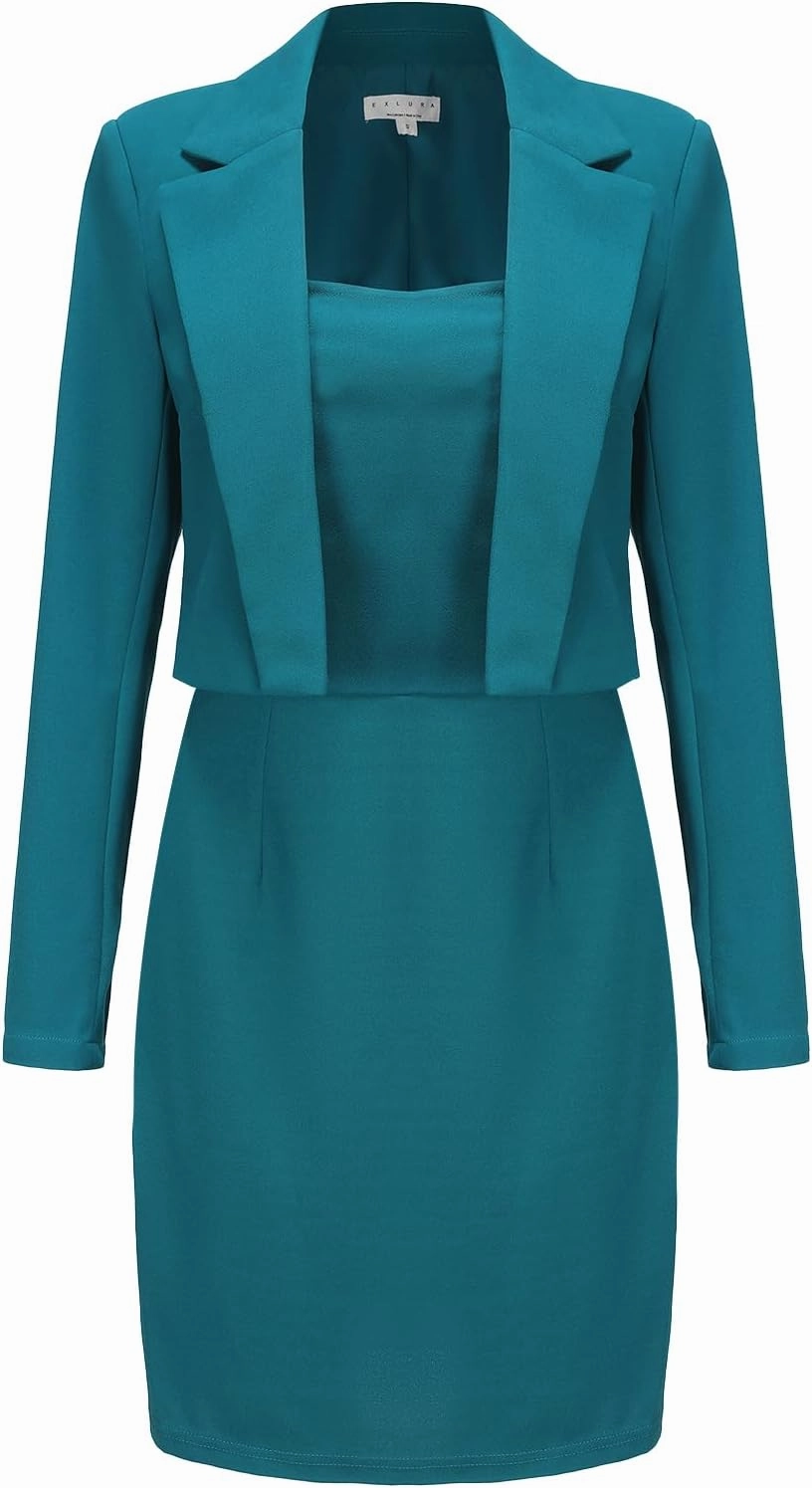 EXLURA Women's Professional Business Lightweight Blazer Dress Suit Sets 2 Piece Work Office Fashion Outfits