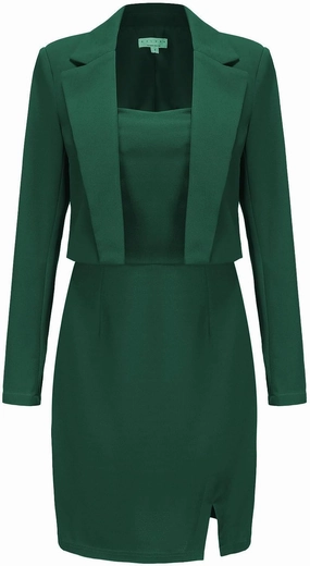 EXLURA Women's Professional Business Lightweight Blazer Dress Suit Sets 2 Piece Work Office Fashion Outfits