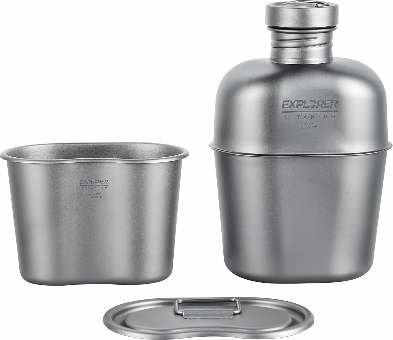Explorer Bear Titanium Canteen Set, 1100ml   700ml Cup with Carrying Bag