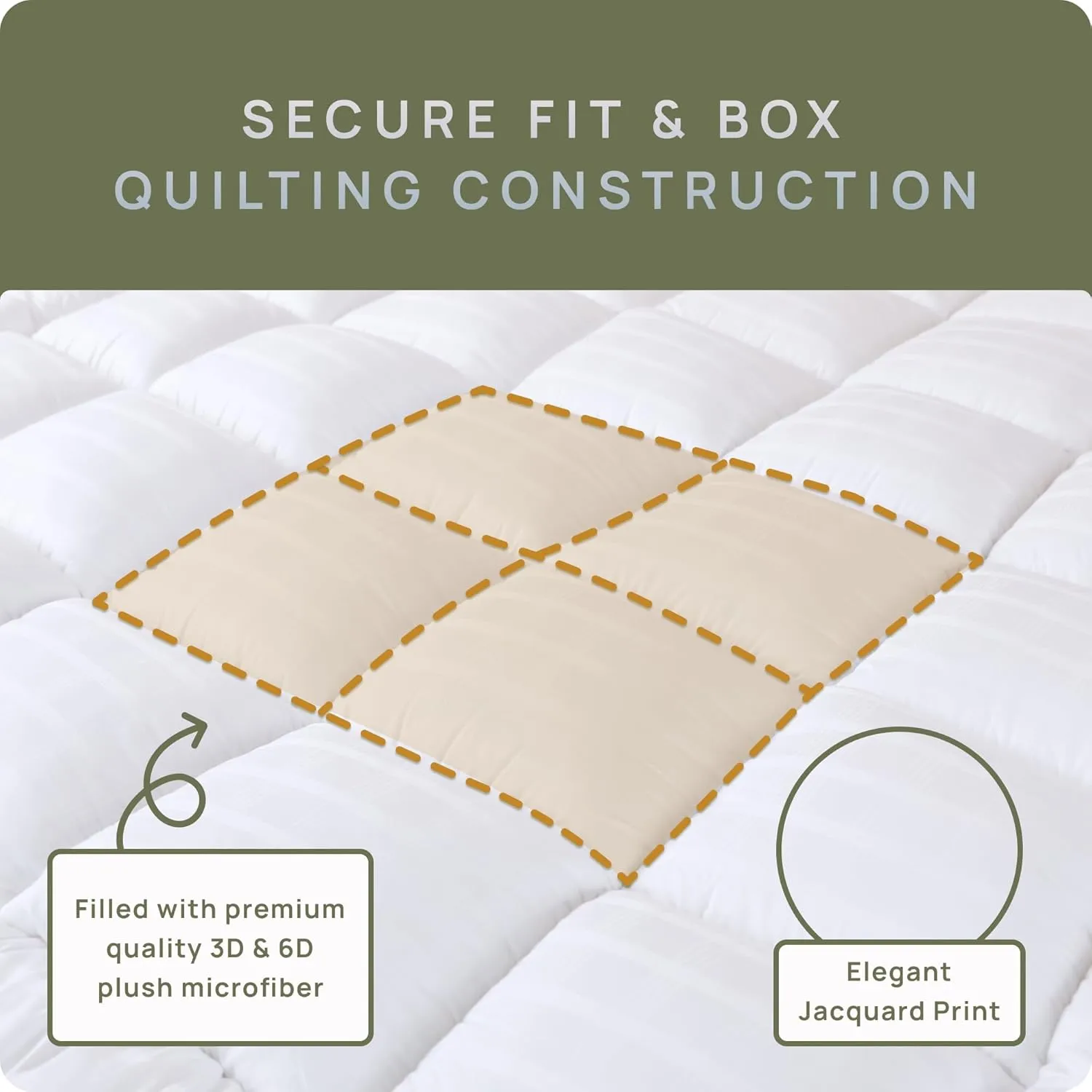 Extra Thick Pillow Top 3 Inch Mattress Topper Queen Size for Firm Mattress, Cooling Fluffy Cotton Hotel Mattress Bed Topper for Cloud Like Sleep & Back Pain, Plush Soft Pad, Fit to 6”-22” Mattress