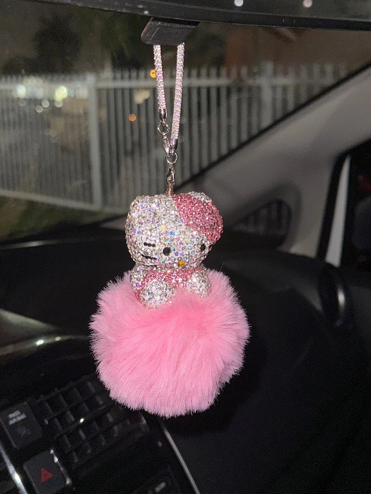 EXTRA BLING KITTY REARVIEW ACCESSORY SHINY RHINESTONE ESPECIALLY BLING UNIVERSAL DIAMOND PINK