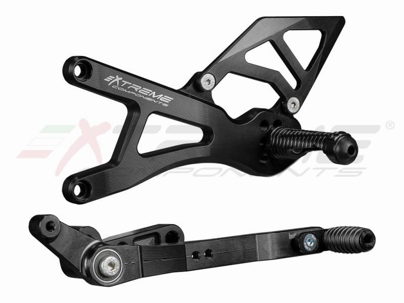 Extreme Components GP EVO Rearsets Kit STD And Reverse Shifting  Aluminium Black Heel (FOR AKRAPOVIC RACING FULL SYSTEM) YAMAHA R1 (2020/2022)