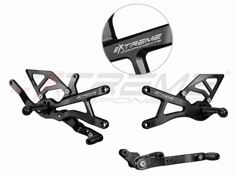 Extreme Components GP EVO Rearsets Kit STD And Reverse Shifting  Aluminium Black Heel (FOR AKRAPOVIC RACING FULL SYSTEM) YAMAHA R1 (2020/2022)