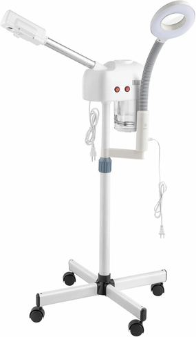 Facial Steamer Professional with Hot Mist Ozone Function, 3X LED Magnifying Lamp, Face Steamer for Home and Salon Spa Use, 360° Rotatable Nozzle & Adjustable Height