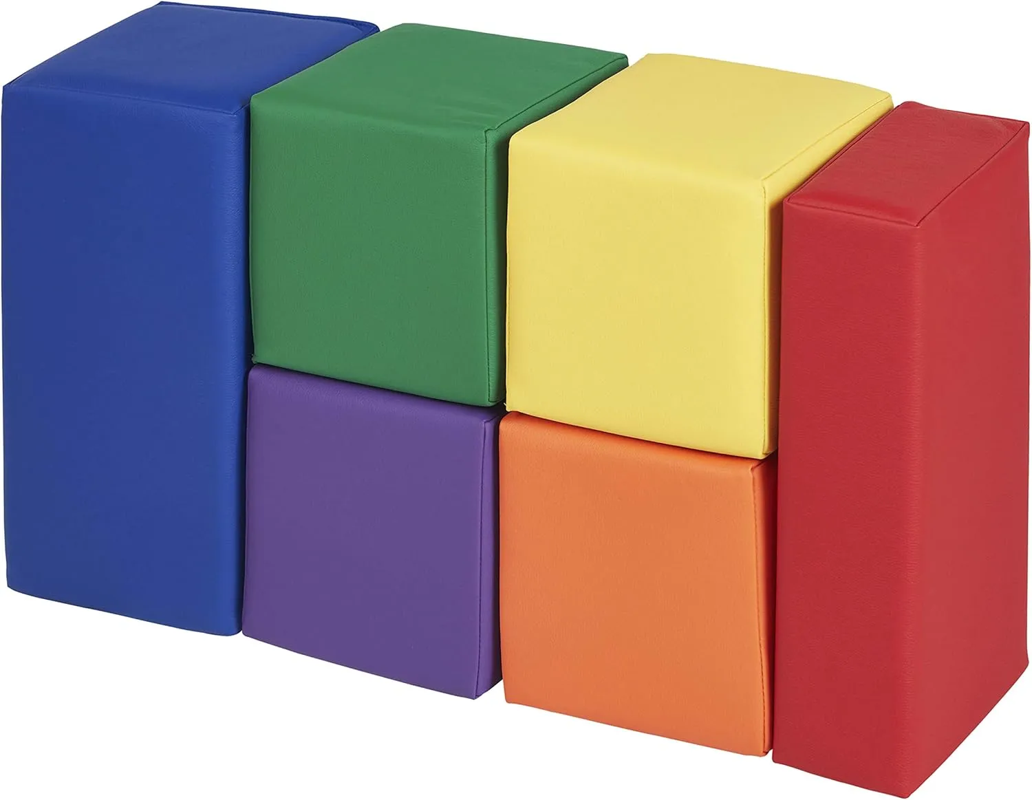 Factory Direct Partners 10414-AS SoftScape Stack-a-Block Big Foam Construction Building Blocks, Soft Play Set for Toddlers and Kids (6-Piece Set) - Assorted