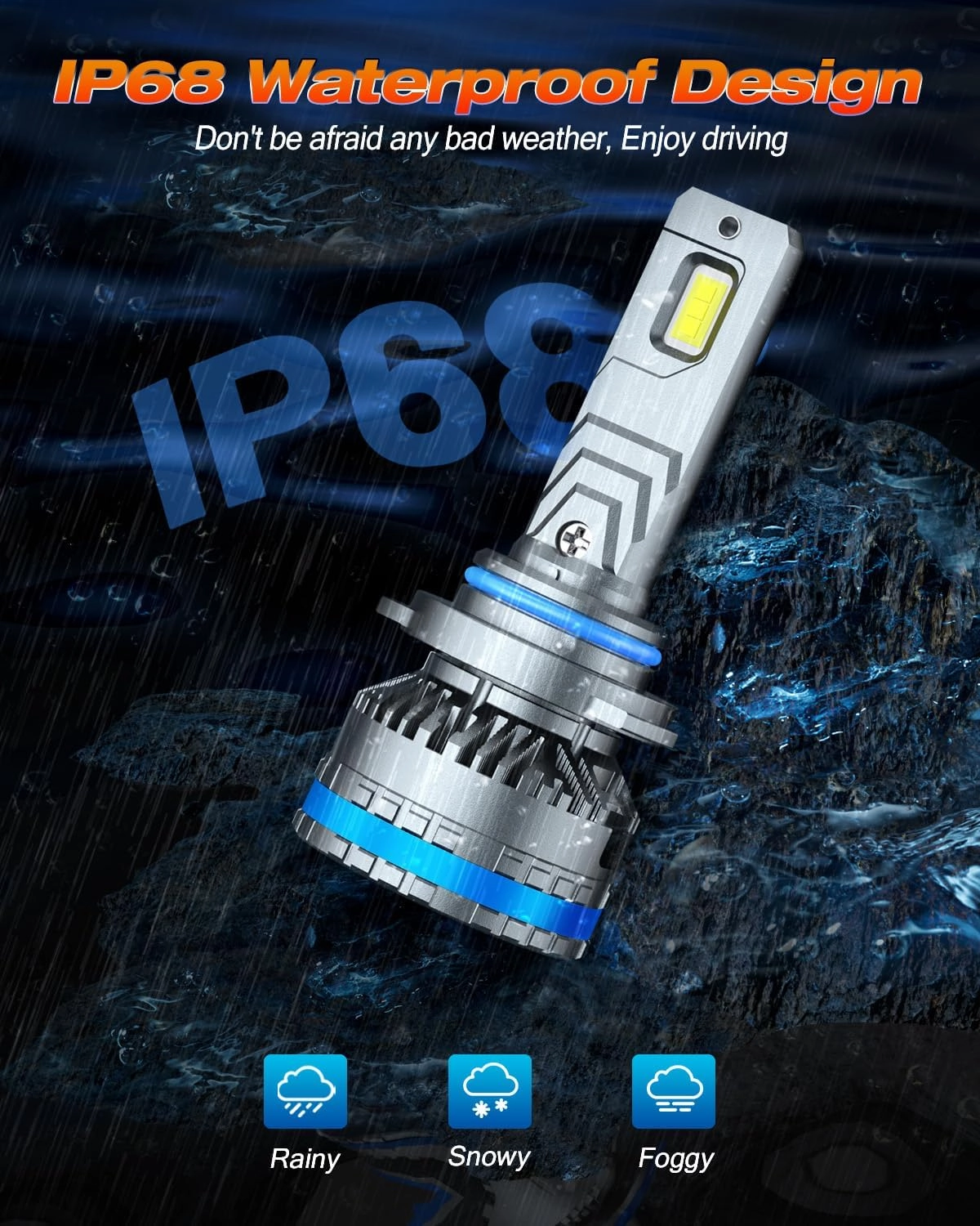 FAHREN 9005/HB3 Lights Bulbs, 120W 40000 Lumens Bright Lighting Bulb, 6500K Cool White Fog Lights IP68 Waterproof,Quick Installation, Pack of 2