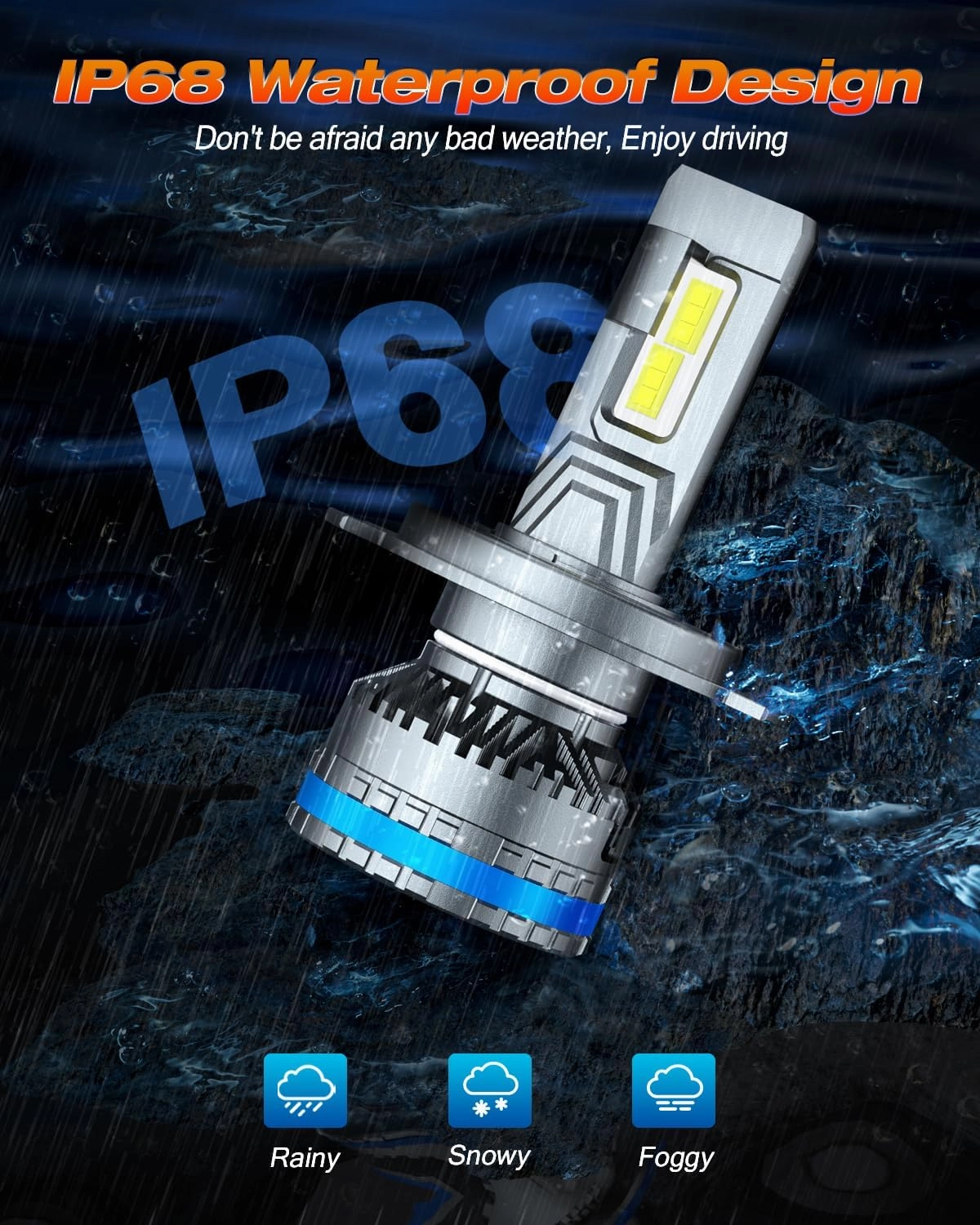 FAHREN H4/9003 Bulbs, Upgraded 120W 40000LM Bright Fog Lighting Bulb, 6500K Cool White IP68 Waterproof,Quick Installation, Pack of 2