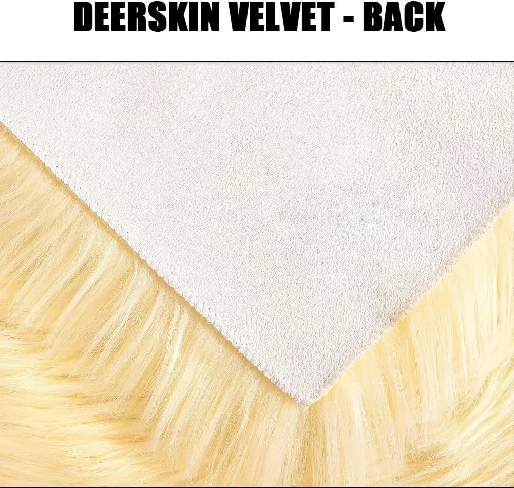 Faux Fur Sheepskin Square Chair Cover Seat Cushion Pad, 24"*24" Luxurious Wool Area Rugs Fluffy Floor Mat for Living Sofa, Photographing Background Office Home Decor Carpet (Black)