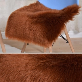 Faux Fur Sheepskin Square Chair Cover Seat Cushion Pad, 24"*24" Luxurious Wool Area Rugs Fluffy Floor Mat for Living Sofa, Photographing Background Office Home Decor Carpet (Coffee)
