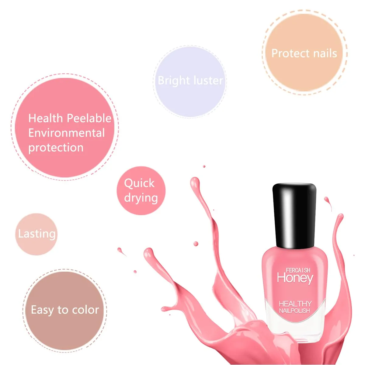 FERCAISH 20 Bottles Non Toxic Nail Polish Set, Eco-Friendly Easy Peel Off and Quick Dry Water Based Nail Polish for Women, Teens, Kids