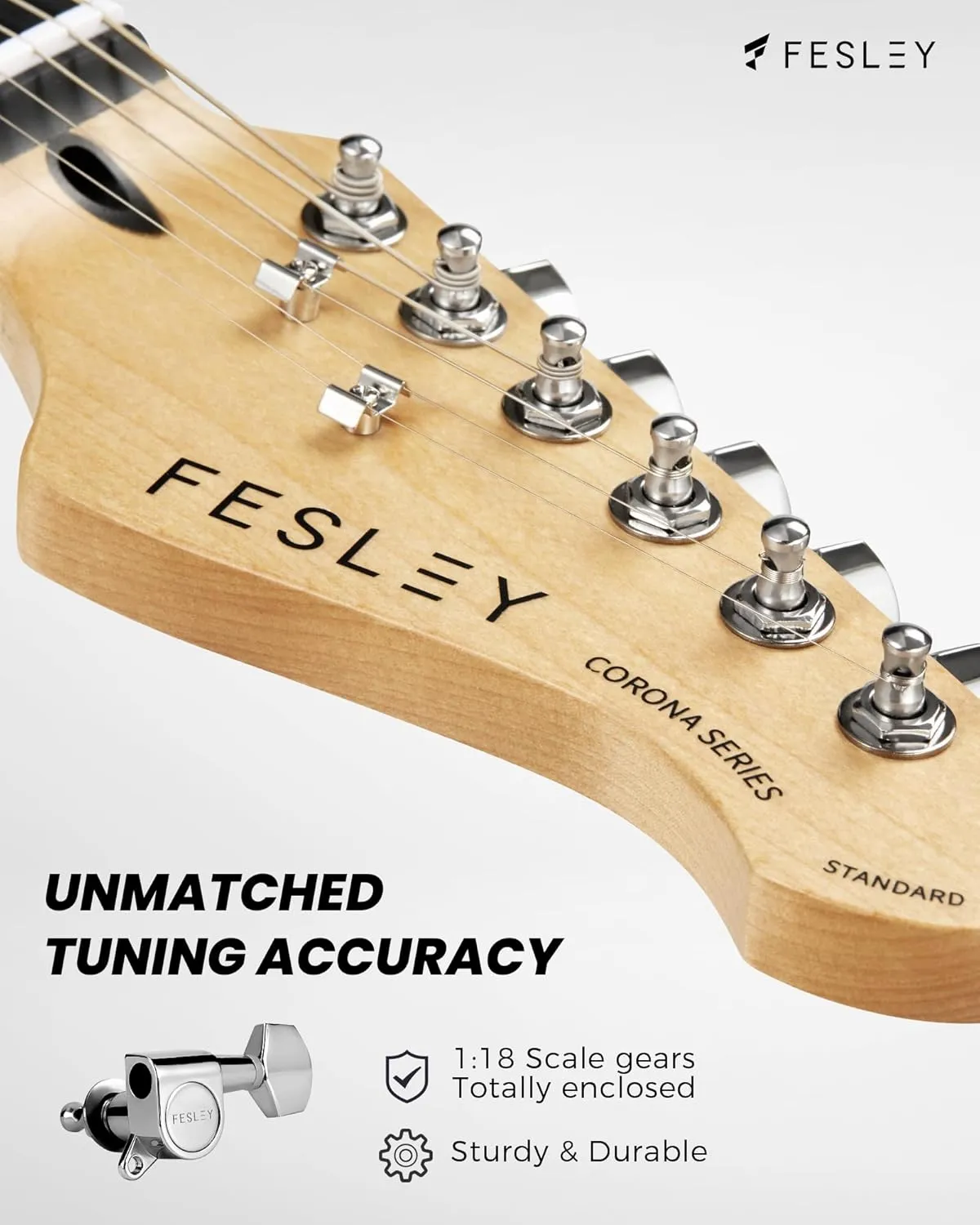Fesley 39 Inch Electric Guitar: Beginner Electric Guitar Kit with HSS Pickup, Full Size Solid Body Guitar Starter Set with Amplifier, Bag, Strap, String, Cable, Picks, FST100, Black