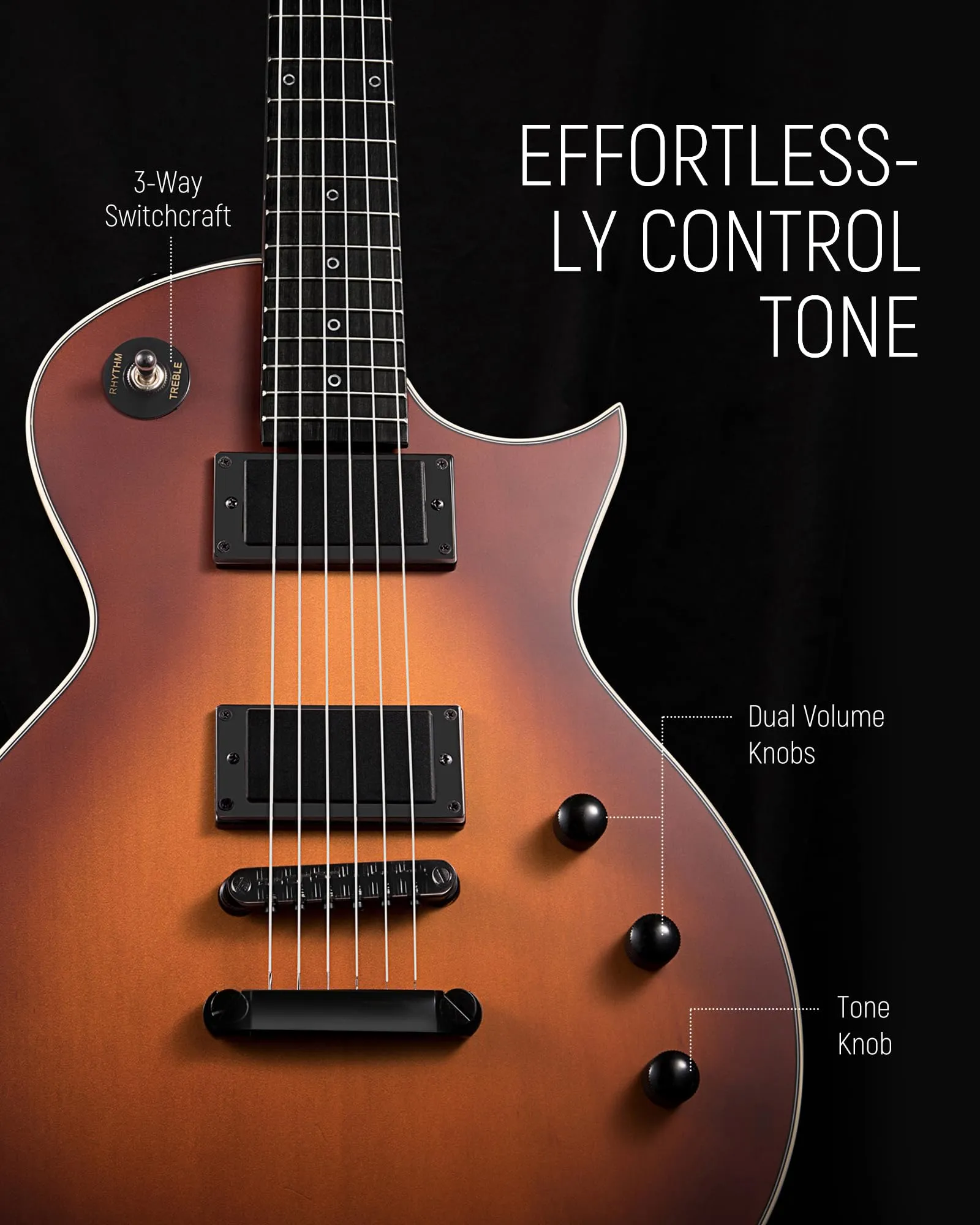 Fesley 39" LP Electric Guitar Kit:Full Size Solid Body Electric Guitars for Beginners with Humbucker Pickups,Poplar Body,Mahogany Neck,22 Frets,6 String Guitar with Gig Bag,Cable,FLP350,Matte,Sunburst