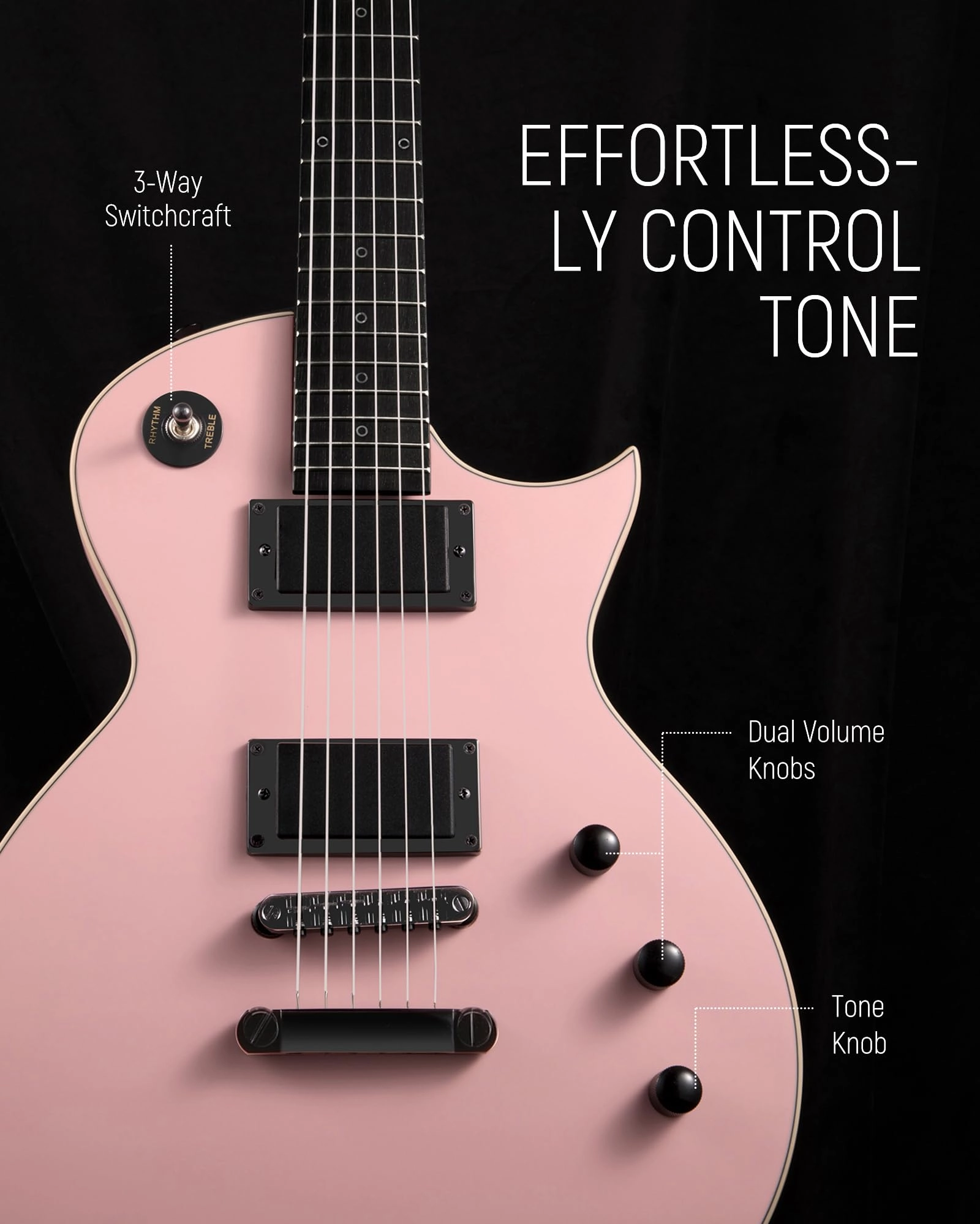 Fesley 39" LP Electric Guitar Kit: Full Size Solid Body Electric Guitars for Beginners with Humbucker Pickups, Poplar Body, Mahogany Neck,22 Frets,6 String Guitar with Gig Bag,Cable,FLP350,Matte,Pink