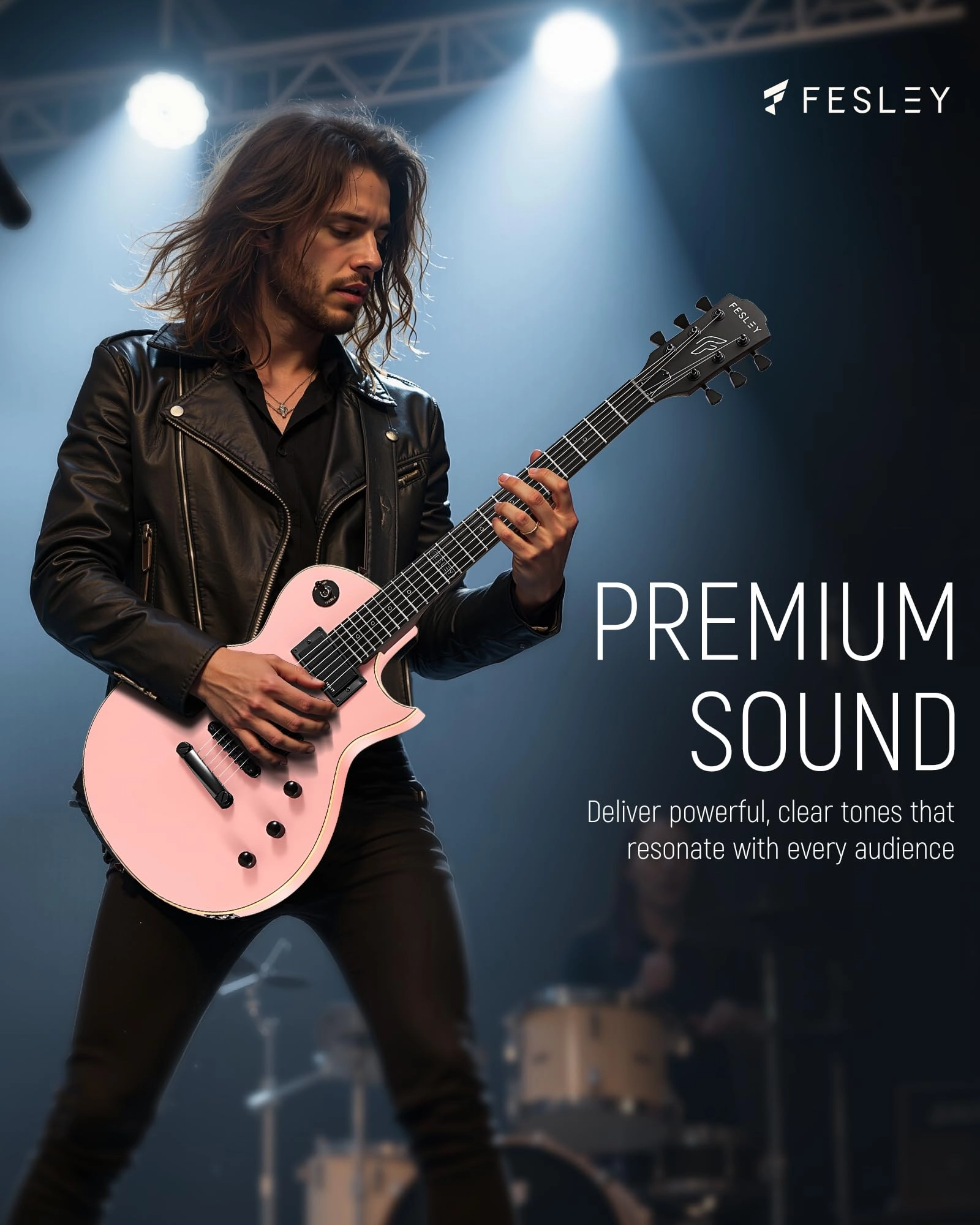 Fesley 39" LP Electric Guitar Kit: Full Size Solid Body Electric Guitars for Beginners with Humbucker Pickups, Poplar Body, Mahogany Neck,22 Frets,6 String Guitar with Gig Bag,Cable,FLP350,Matte,Pink