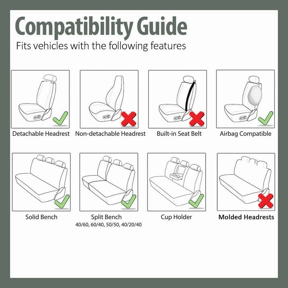 FH Group Full Set Light and Breezy Car Interior Covers-Front and Rear Split Bench Beige Seat Covers,Universal Fit for Cars, Trucks and SUVs