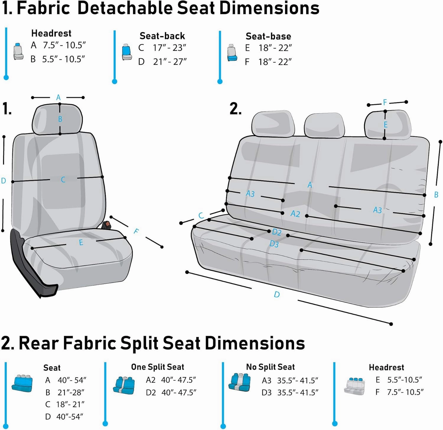 FH Group Full Set Light and Breezy Car Interior Covers-Front and Rear Split Bench Beige Seat Covers,Universal Fit for Cars, Trucks and SUVs