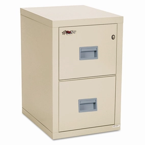 FireKing® Compact Turtle Insulated Vertical File, 1-Hour Fire, 2 Legal/letter File Drawers, Parchment, 17.75" X 22.13" X 27.75"