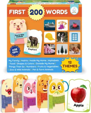 First 200 Thick Toddler Flash Cards, 1 2 3 4 Year Old,Easy to Carry, Letter, Number, Color, Animal, Baby Flash Cards Activities, Montessori Toys for Toddlers and Preschool, Toddler Learning Cards
