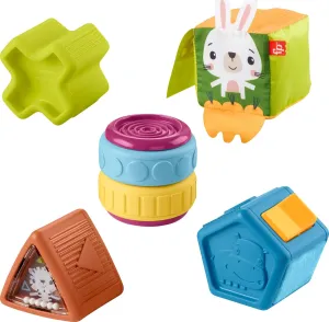 Fisher-Price Baby Toy Busy Activity Sensory Blocks with Fine Motor Activities for Infants and Toddlers Ages 6  Months