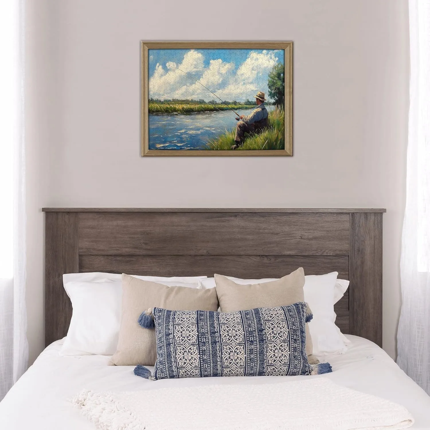 Fishing Enthusiast, 500 pcs challenging Wooden Puzzles, Modern Art in Oil Painting Style, Suitable for Holiday Entertainment Games, can be Given to Friends, Couples, and Family