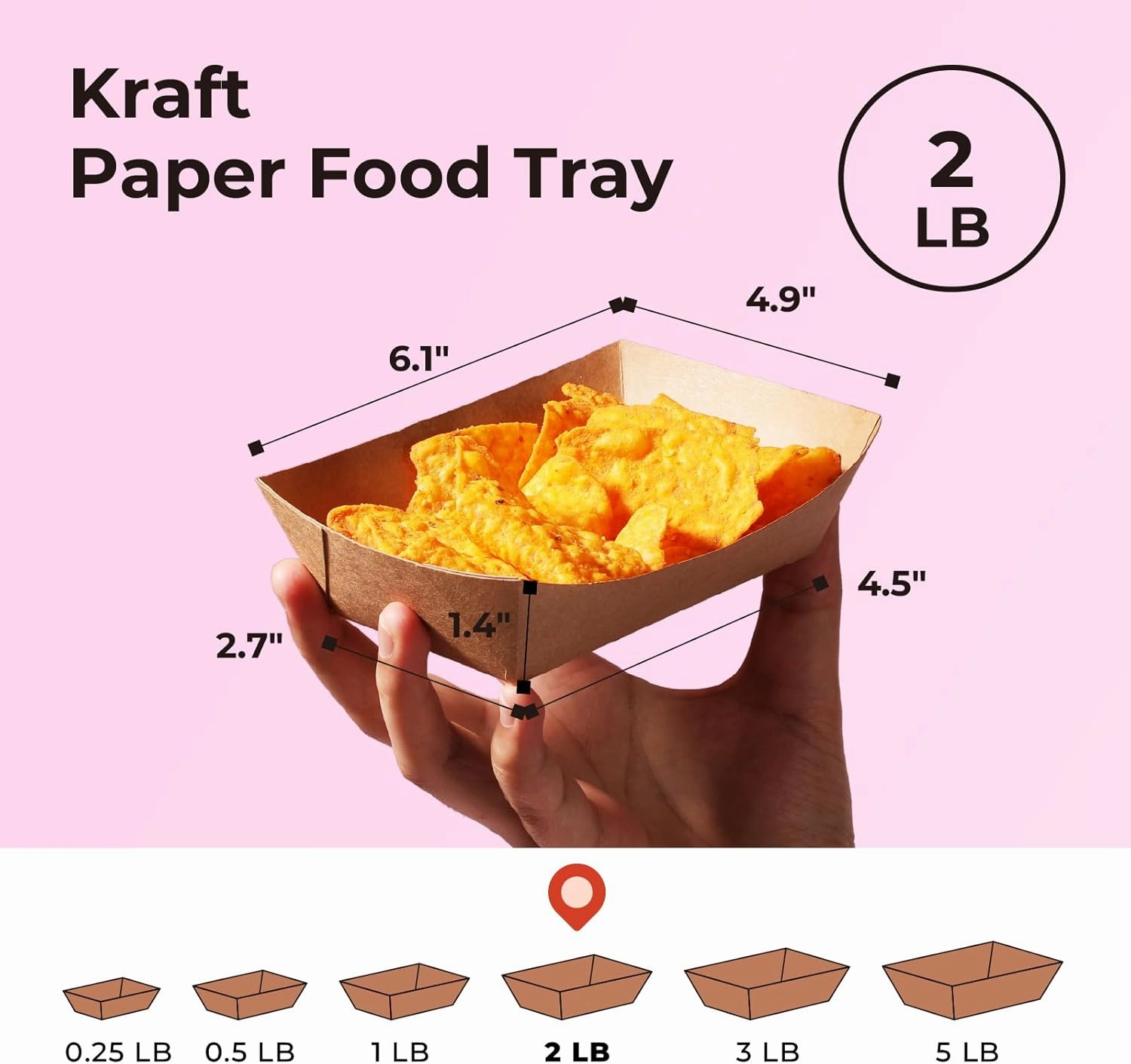 Fit Meal Prep [250 Pack 2 lb Paper Food Boats Heavy Duty Disposable Food Trays, Kraft Brown Nacho Tray for Parties Fairs Picnics Carnivals Holds Tacos Nachos Fries Hot Dogs Grease Resistant