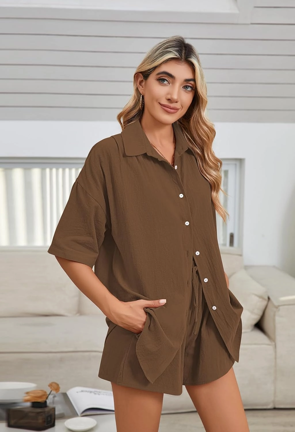 Fixmatti Women 2 Piece Outfit Summer Short Sleeve Top and Shorts Sweatsuit Set