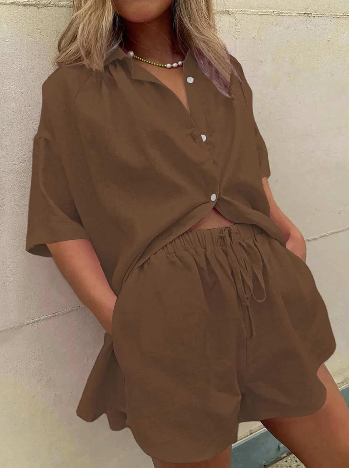 Fixmatti Women 2 Piece Outfit Summer Short Sleeve Top and Shorts Sweatsuit Set