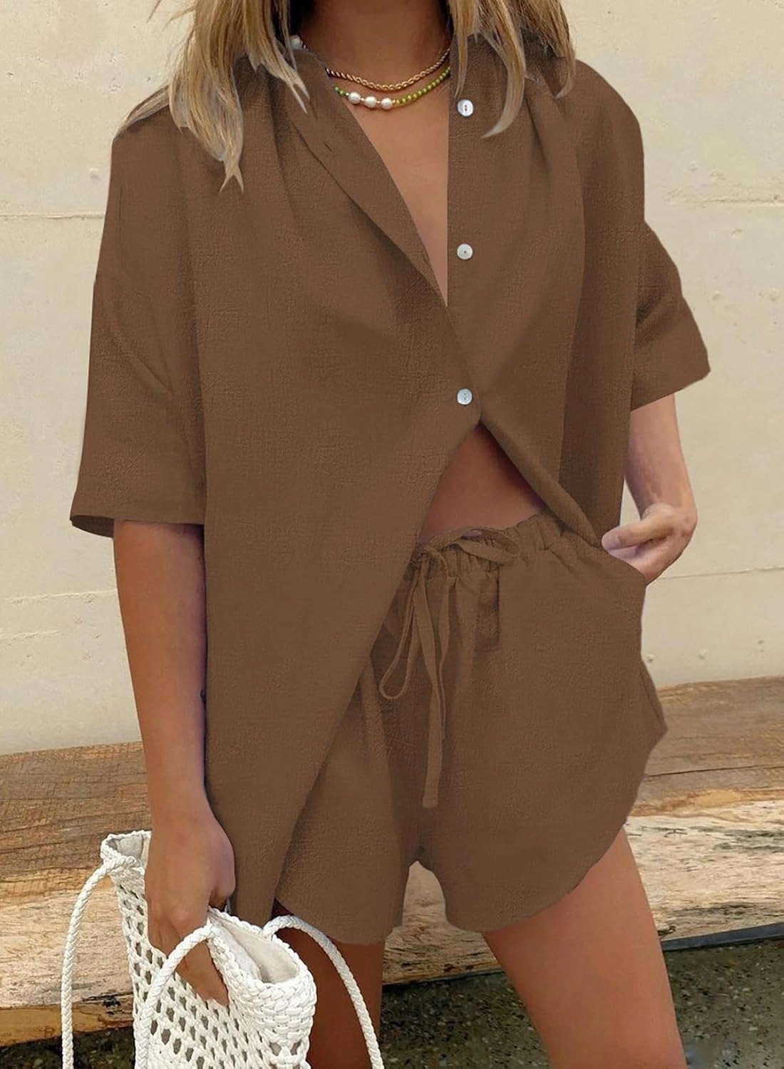 Fixmatti Women 2 Piece Outfit Summer Short Sleeve Top and Shorts Sweatsuit Set