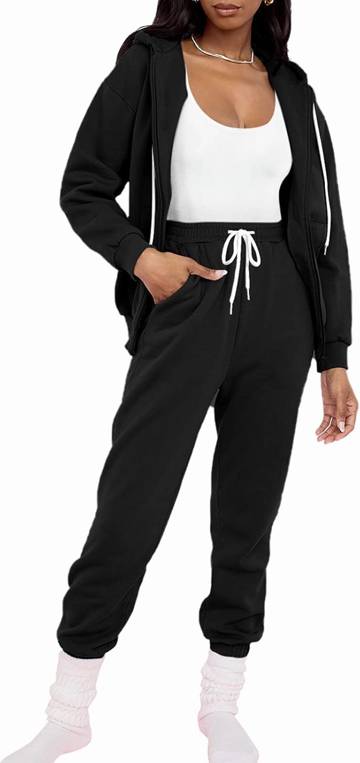 Fixmatti Womens Tracksuit Zip Up Hoodie Sweatsuits 2 Pieces Jogger Sets with Pockets