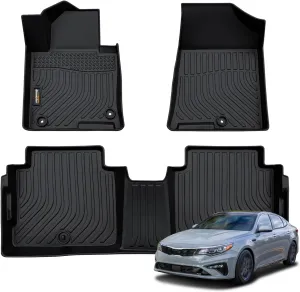 Floor Mats for Kia Optima 2016-2020 & Hyundai Sonata 2015-2019, All Weather Car Mats, Rubber Liners