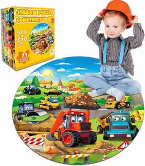 Floor Puzzles Monster Truck for Kids Ages 3 5, 71pcs Construction Site Large Jigsaw Toddler Puzzles, Children Learning Preschool Educational Toys Birthday Gift for 4 6 8 Years Old