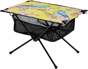 Floral with Blue Birds Portable Folding Camping Table, Compact Lightweight Beach Table with Carrying Bag for Outdoor Picnics, BBQs, Camp