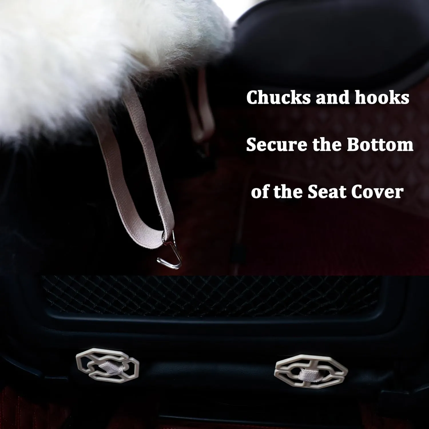 Fluffy Fuzzy Sheepskin Car Seat Covers for Universal Soft Cozy Fur Auto Wool Seat Cushion Accessories Automobiles(3 Pack Front, Black)