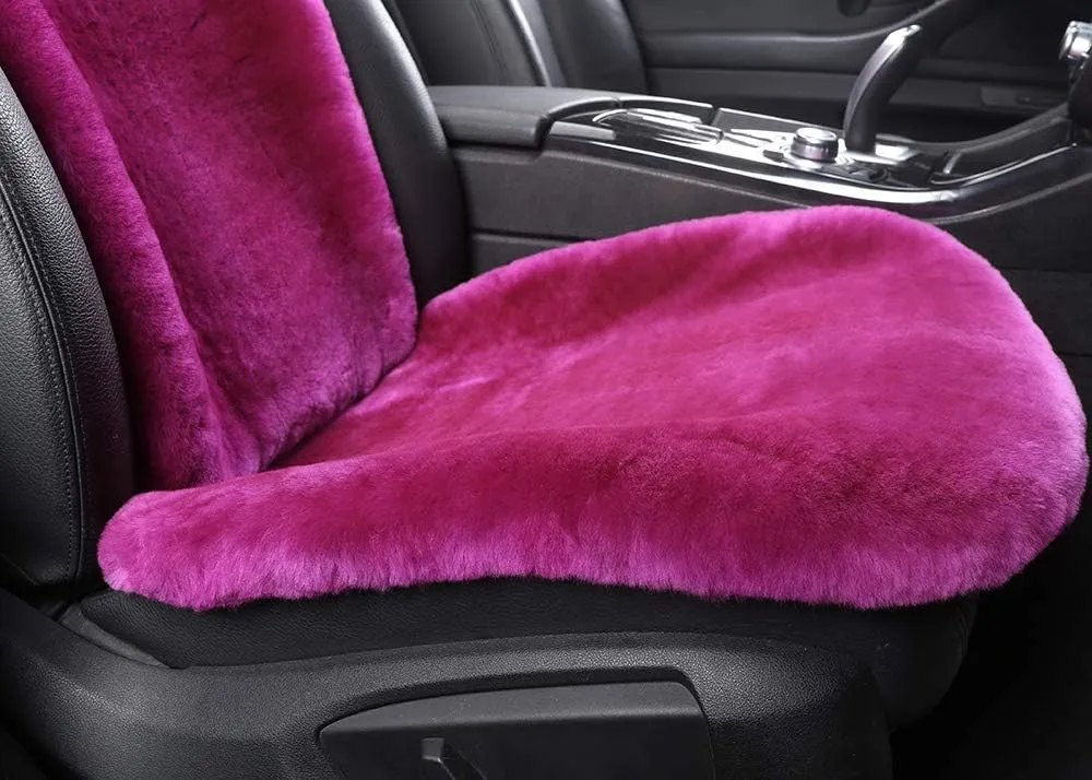 Fluffy Fuzzy Sheepskin Car Seat Covers for Universal Soft Cozy Fur Auto Wool Seat Cushion Accessories Automobiles(3 Pack Front, Black)