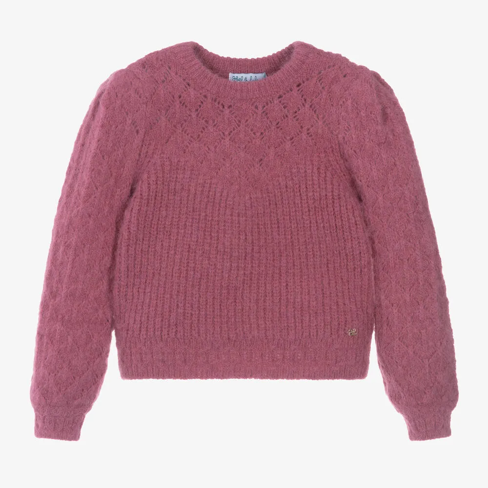 Fluffy Knit Sweater || Pink